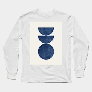 Woodblock Blue Navy Long Sleeve T-Shirt